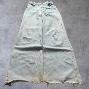 ZARA Super Baggy‎ Stacked Wide Leg Blue Denim Jeans 27x32 Y2K Skate